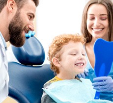 Child receiving dental bonding in Garland