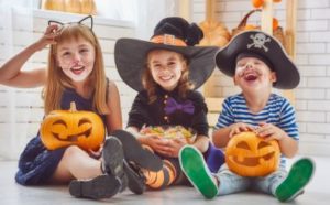 A group of kids trick-or-treating