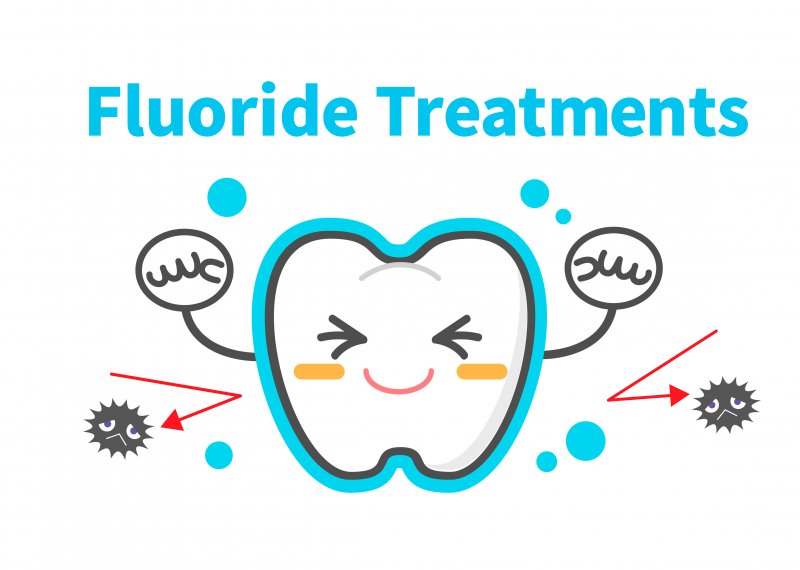 Cartoon tooth is strong from fluoride